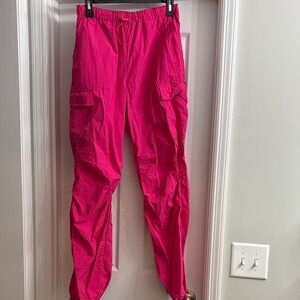 Love Tree Bright Pink Parachute Cargo Pants